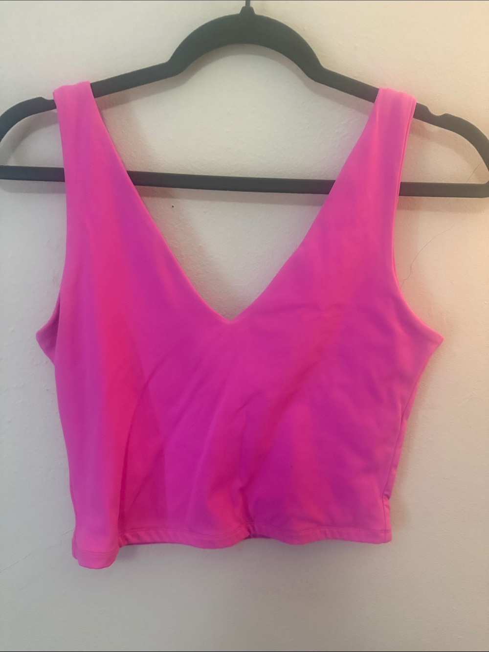 Sleeveless V-Neck Crop Top in Hot Pink